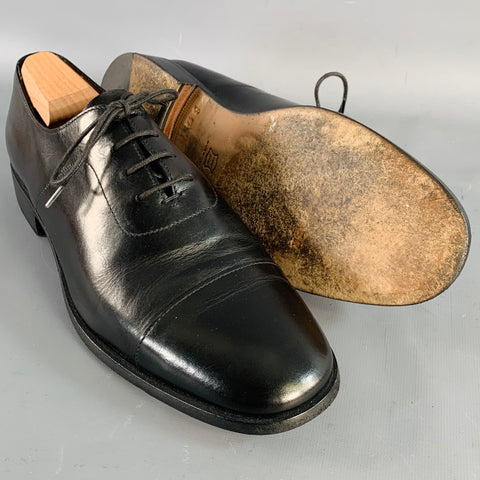 JIL SANDER Size 9.5 Black Leather Oxford Lace-Up Shoes