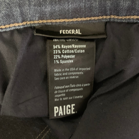 PAIGE Size 32 Blue Indigo Contrast Stitch Denim Low Rise Jeans