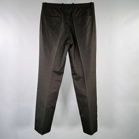 JIL SANDER Size 30 Black White Vertical Stripe Cotton Flat Front Dress Pants