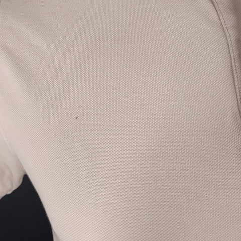SANDRO Polo sans col en coton, taille S, blanc, avec liseré contrastant noir