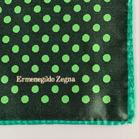 ERMENEGILDO ZEGNA Green Dark Green Dots Silk Pocket Square