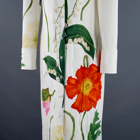 OSCAR DE LA RENTA Size 10 White Viscose Elastane Floral Maxi Dress