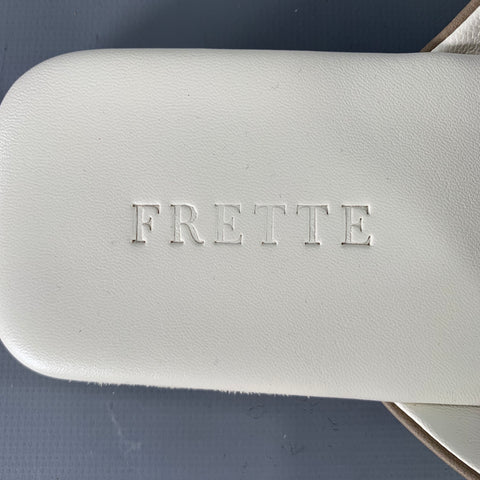 FRETTE Size 9 Grey Taupe Leather Slippers Loafers