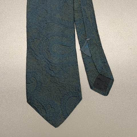 FENDI Hunter Green Teal Paisley Silk Tie