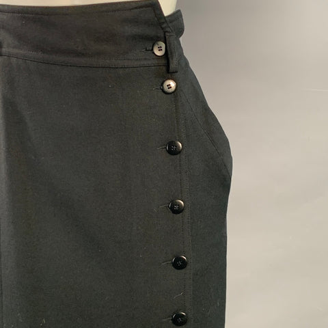 Jupe crayon boutonnée en laine vierge noire ESCADA Taille M