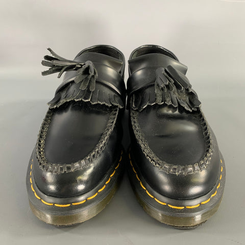 DR. MARTENS Size 9 Black Leather Eyelash & Tassel Loafers