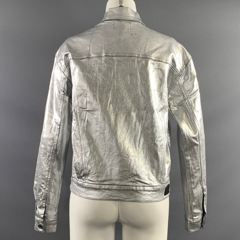RtA Size XS Silver Cotton & Elastane Metallic Trucker Jacket