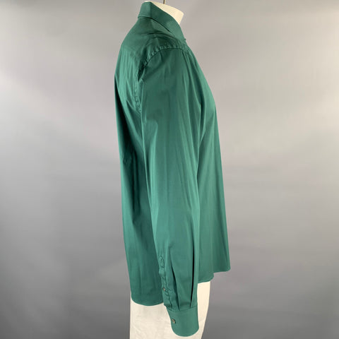 PRADA Size XL Green Cotton Blend Long Sleeve Shirt