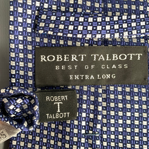 ROBERT TALBOTT Navy Grey light blue Geometric Silk Tie