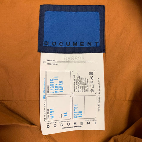 DOCUMENT Size XL Tan Cotton Two Pockets Hidden Placket Shirt Jacket