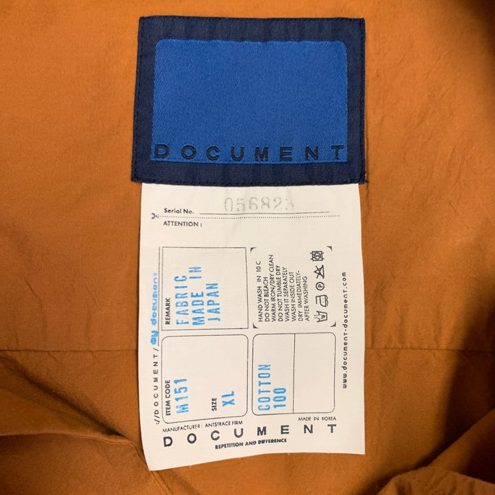 DOCUMENT Size XL Tan Cotton Two Pockets Hidden Placket Shirt Jacket