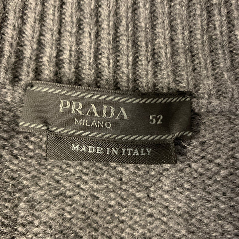 PRADA Size 42 Grey Knitted Cashmere Zip Up Jacket