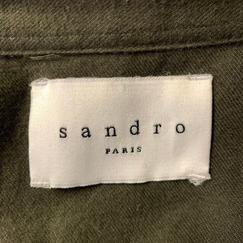 SANDRO Size M Green Olive Cotton Button Up Long Sleeve Shirt