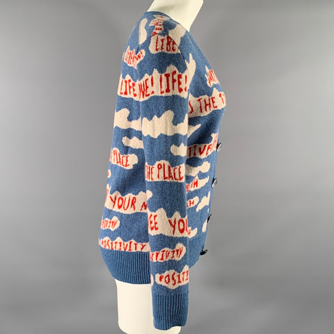 LIBERTINE Size S Light Blue Red Cashmere Cardigan