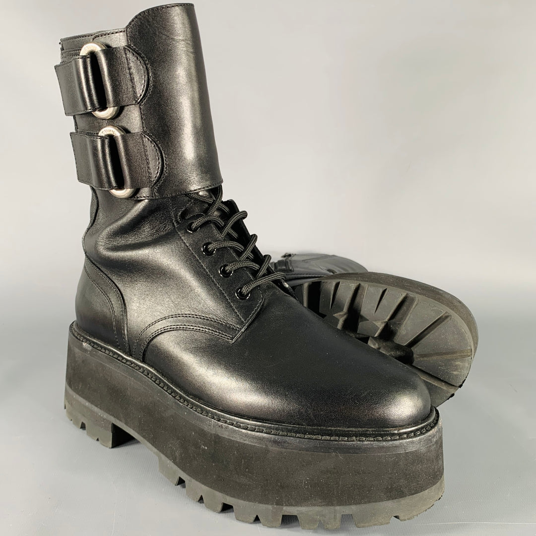 CELINE Size 8 SS23 -Bulky Maxx- Black Leather Platform Boots