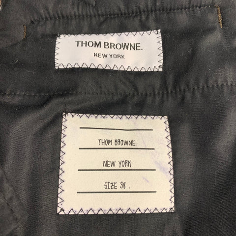 THOM BROWNE Size 2 Brown Olive Wool Herringbone Flat Front Dress Pants
