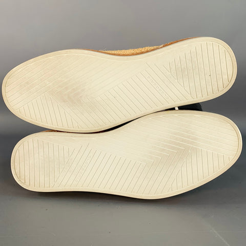 ROBERT CLERGERIE Size 8 Natural Woven Raffia Lace-Up Shoes