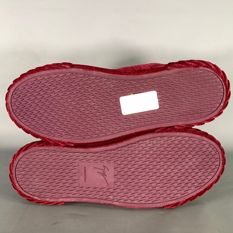 GIUSEPPE ZANOTTI Size 10 Burgundy Multi-Color Embossed Velvet Low Top Sneakers