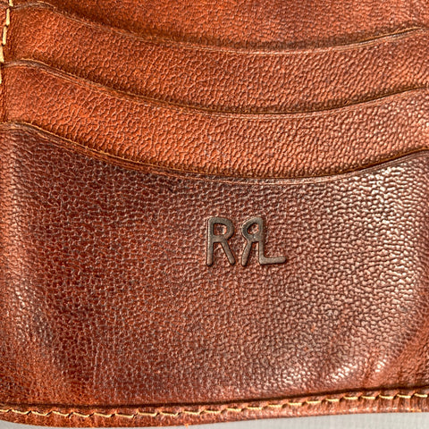 RRL by RALPH LAUREN Brown Tan Crackled Leather Wallet