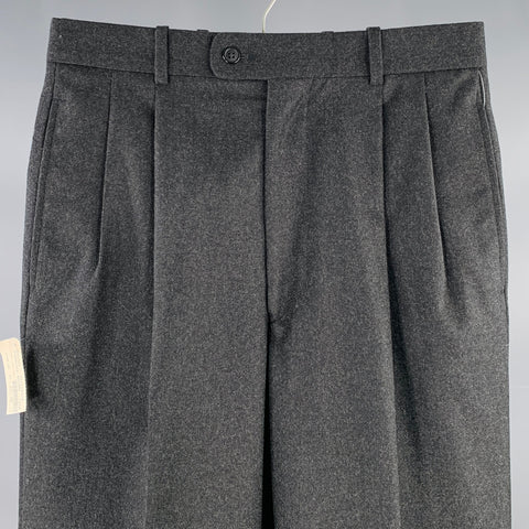 BILLY BLUE Size 30 Grey Charcoal Wool Pleated Dress Pants