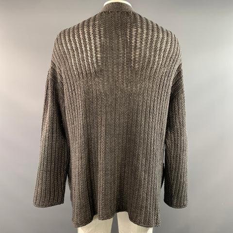 MR P. Size L Grey Knit Linen Shawl Cardigan