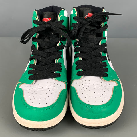 Zapatillas altas de cuero con bloques de color blanco y verde talla 7,5 NIKE
