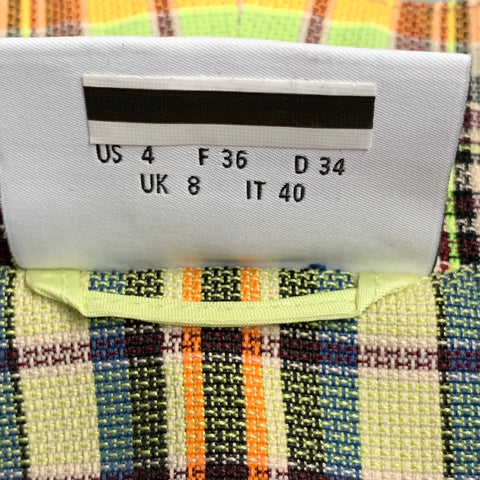 AKRIS Size S Multi Color Polyester Cotton Plaid Snaps Jacket Shorts Set