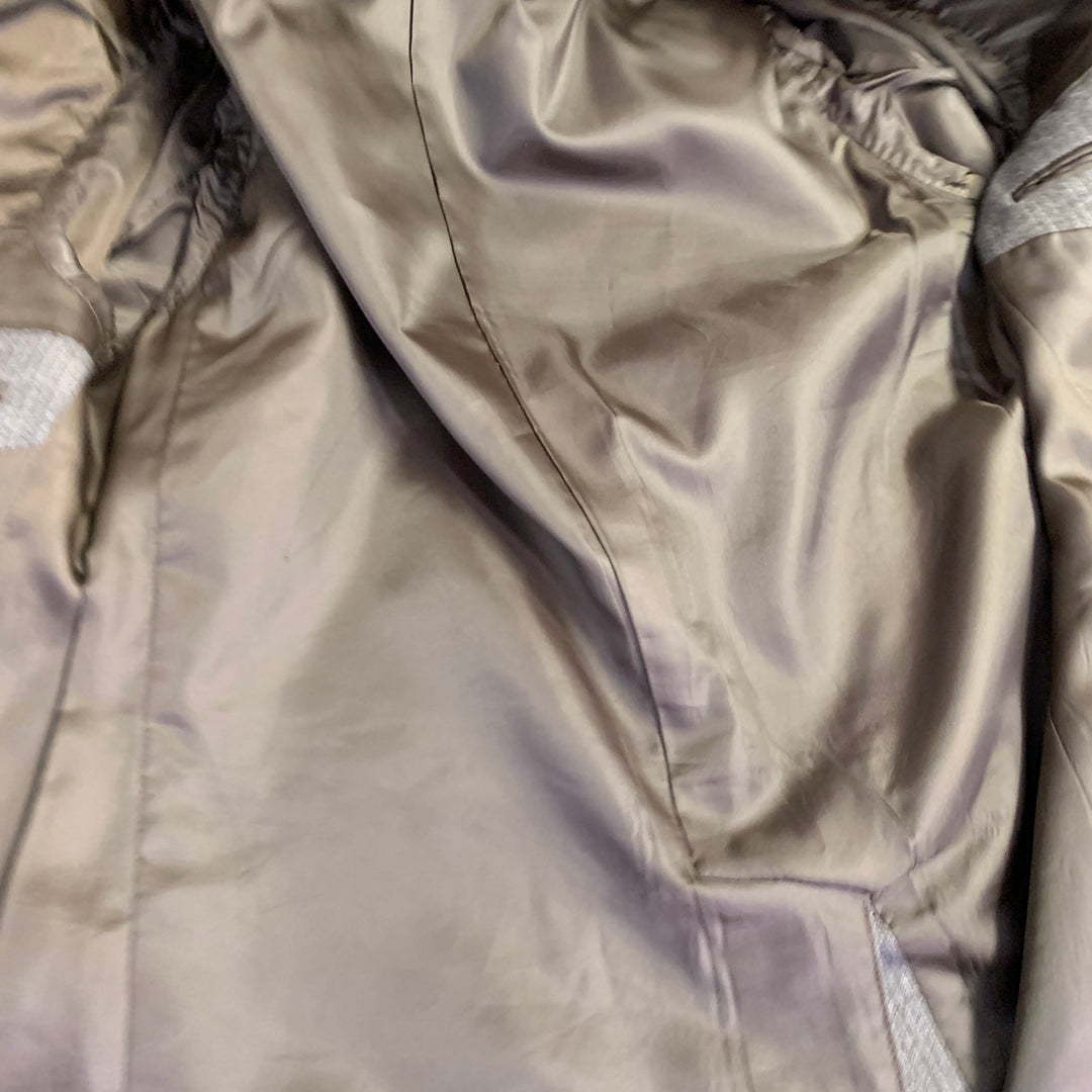 NO BRAND Size 38 Grey White Pinstripe Wool Notch Lapel Blazer Short Sleeve Shirt