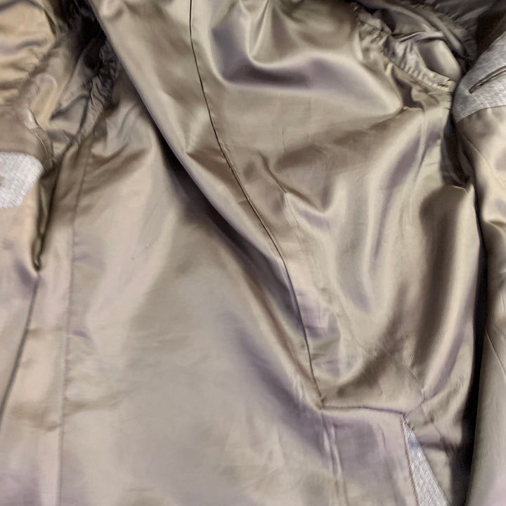 NO BRAND Size 38 Grey White Pinstripe Wool Notch Lapel Blazer Short Sleeve Shirt