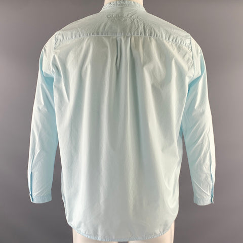 TOOGOOD Size M Light Blue Cotton Banded Collar Long Sleeve Popover Shirt
