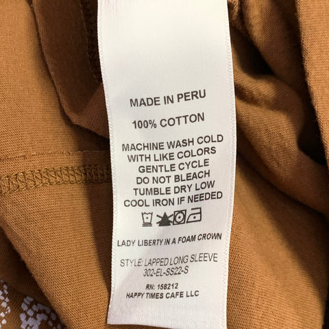 ECKHAUS LATTA Size XL Lapped Long Sleeve Brown Grey Abstract Cotton Crew Neck Pullover