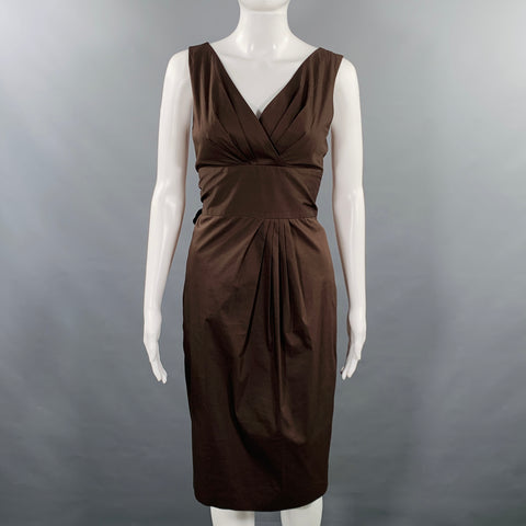 MAX MARA Size 6 Brown Cotton Blend Pleated Knee Length Cocktail Dress – Sui Generis Designer Consignment
