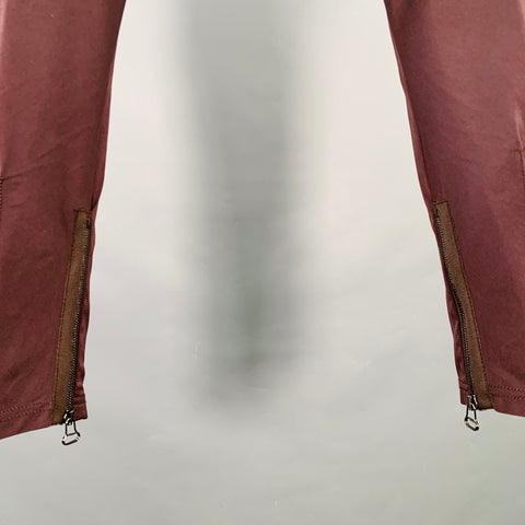 LANVIN Size 32 Burgundy Cotton Ankle Zip Flat Front Dress Pants
