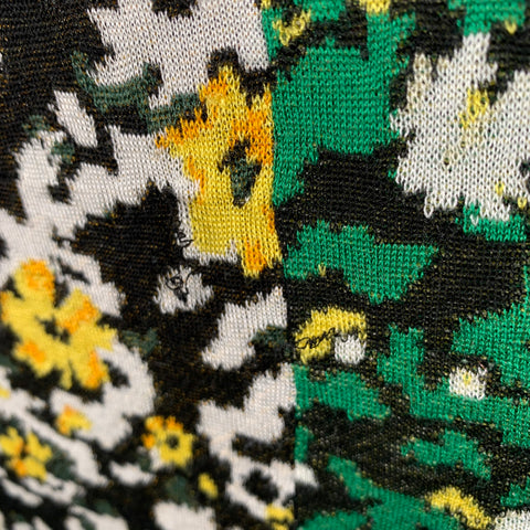 PROENZA SCHOULER Size M Black Green White Silk Color Block Floral Pullover
