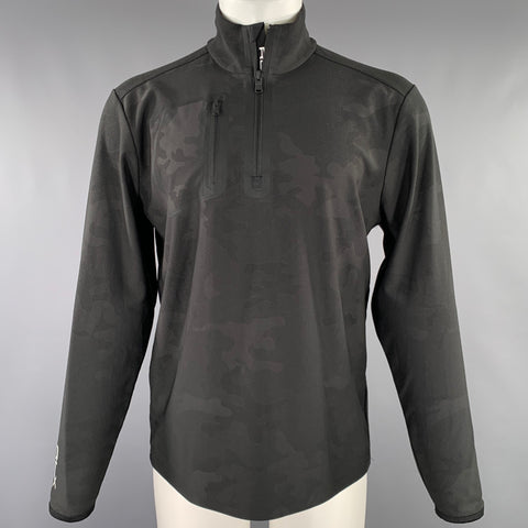 RLX by RALPH LAUREN Size M Black Camouflage Stretchy Half Zip Jacket