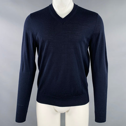 PAUL SMITH Size M Navy Knit Merino Wool V-Neck Pullover
