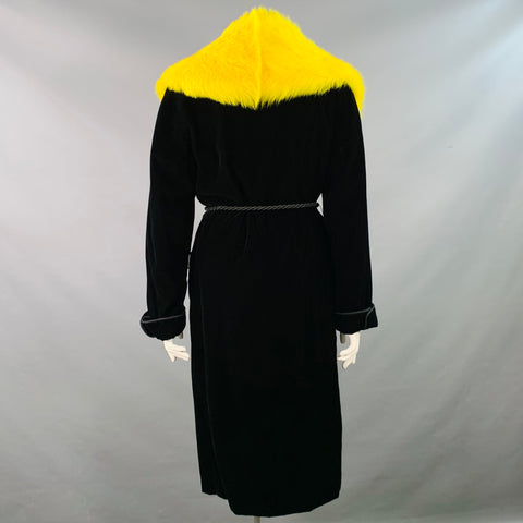 RALPH LAUREN COLLECTION AH19 Taille 44 Robe-manteau en velours noir et jaune