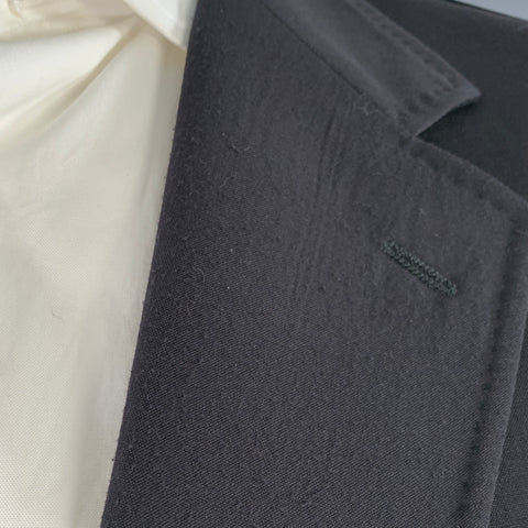 MOSCHINO Size 46 Black Polyamide Blend Notch Lapel Tuxedo