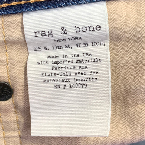 RAG & BONE Size 30 Blue Contrast Stitch Cotton Straight Selvedge Jeans