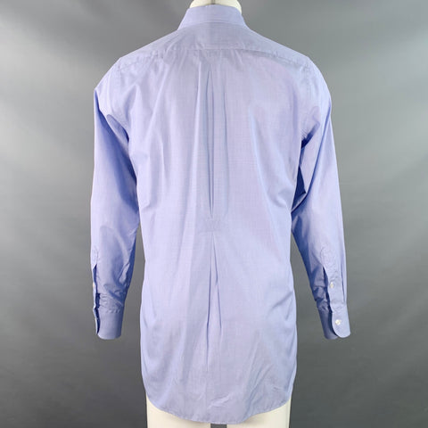 DRAKES LONDON Size M Blue Cotton Cutaway One Pocket Long Sleeve Shirt