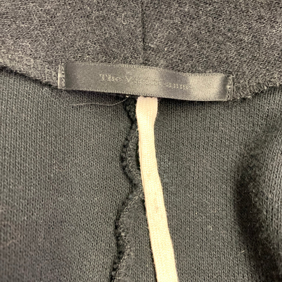THE VIRIDI-ANNE Size XL Black Wool Cotton Collarless Cardigan