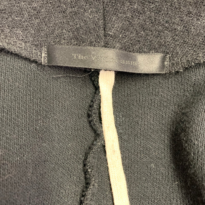 THE VIRIDI-ANNE Size XL Black Wool Cotton Collarless Cardigan