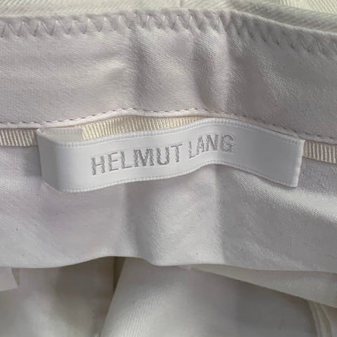 HELMUT LANG Size 32 White Cotton Blend Slim Tapered Zip Fly Dress Pants