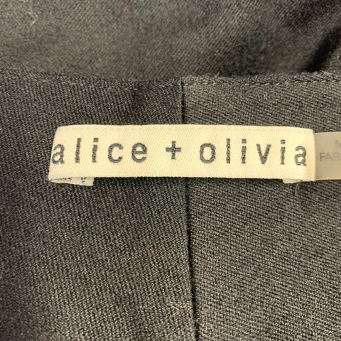 ALICE + OLIVIA Size 0 Black Wool Blend Flat Front Casual Pants