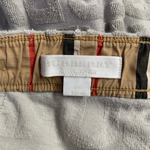 BURBERRY Size S Grey Cotton Embossed Drawstring Shorts
