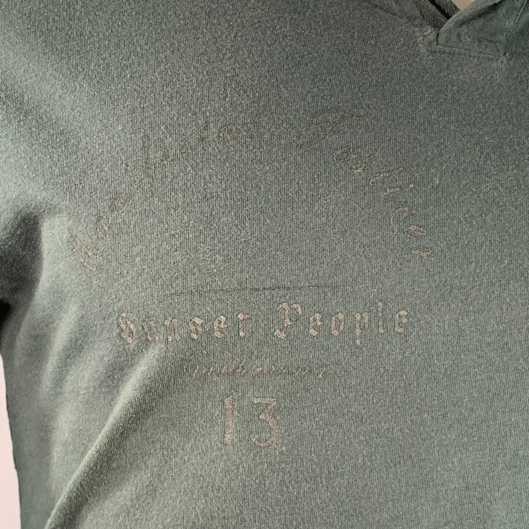 NICE COLLECTIVE Size M Green Cotton Asymmetrical One Pocket Sweatshirt