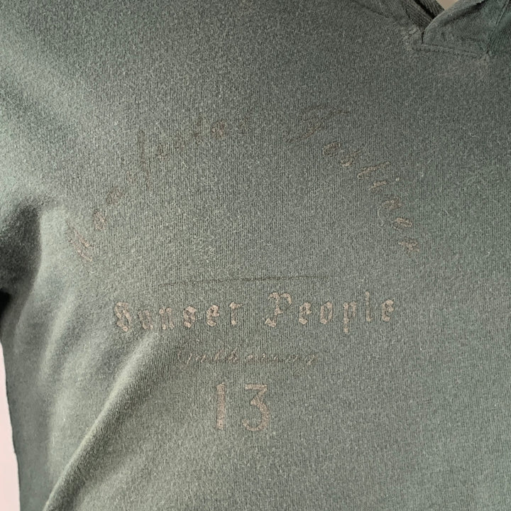 NICE COLLECTIVE Size M Green Cotton Asymmetrical One Pocket Sweatshirt