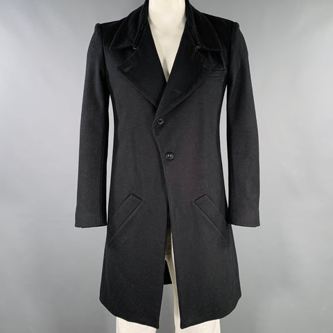 ENDOVANERA Size L Black Wool Single Breasted Asymmetrical Coat