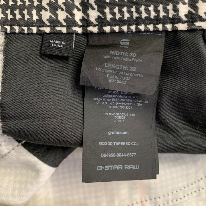 G-STAR Size 30 Black White Glenplaid Cotton Tapered Button Fly Casual Pants