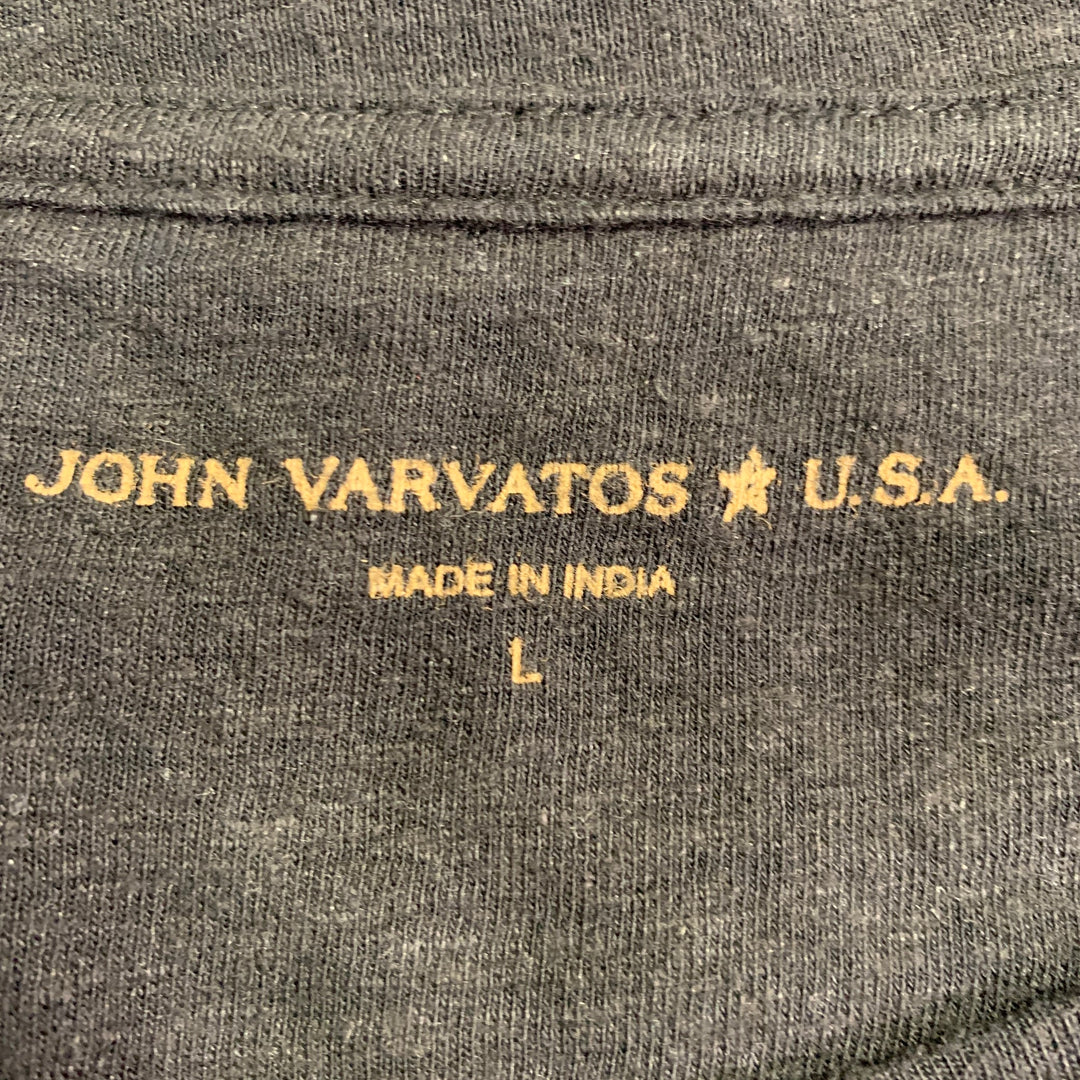 JOHN VARVATOS Size L Black Multi Color Skull Embroidery Short Sleeve T-shirt